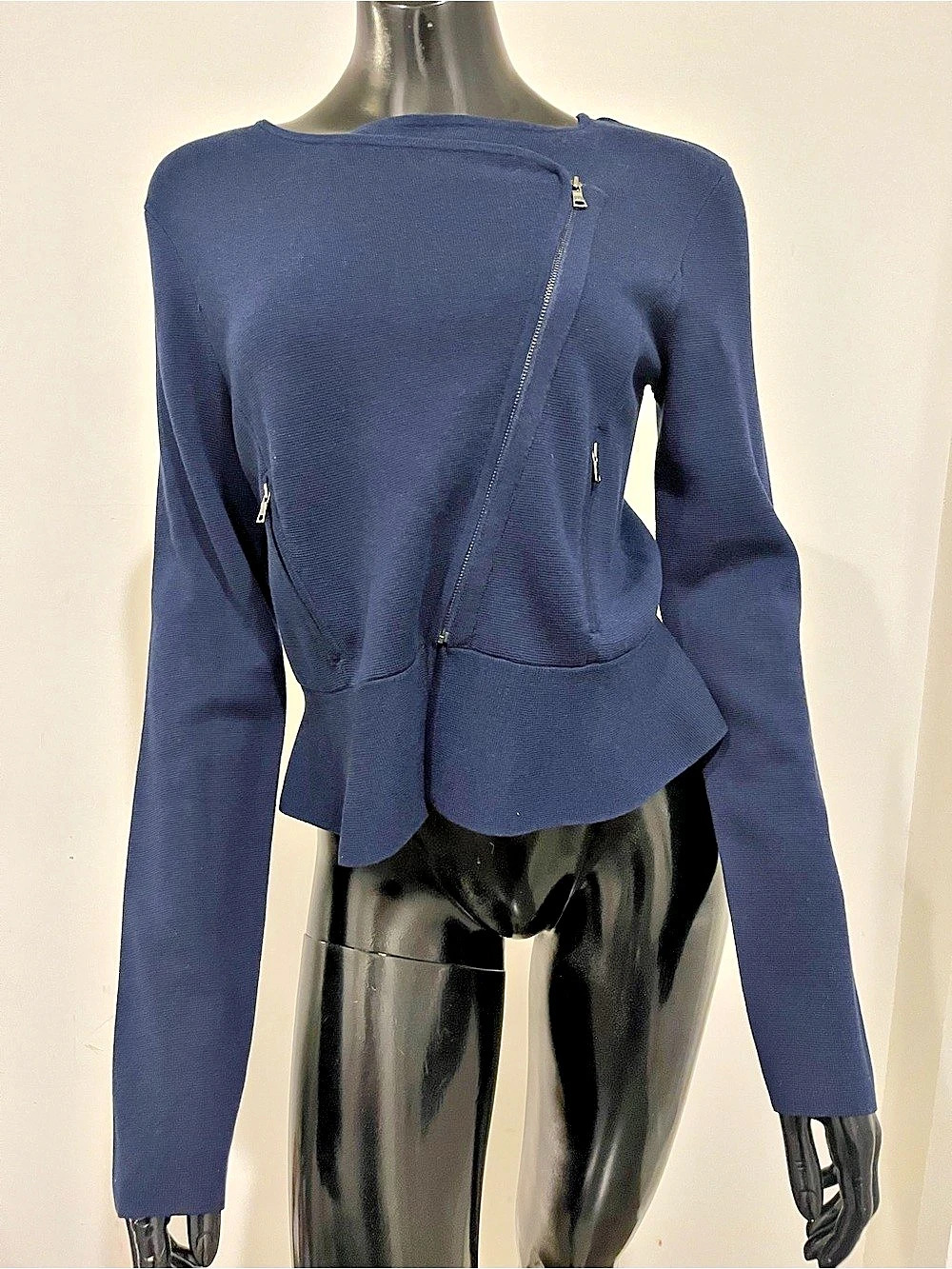 BCBGMAXAZRIA Zip-up Blue Sweater Size Medium NWT
